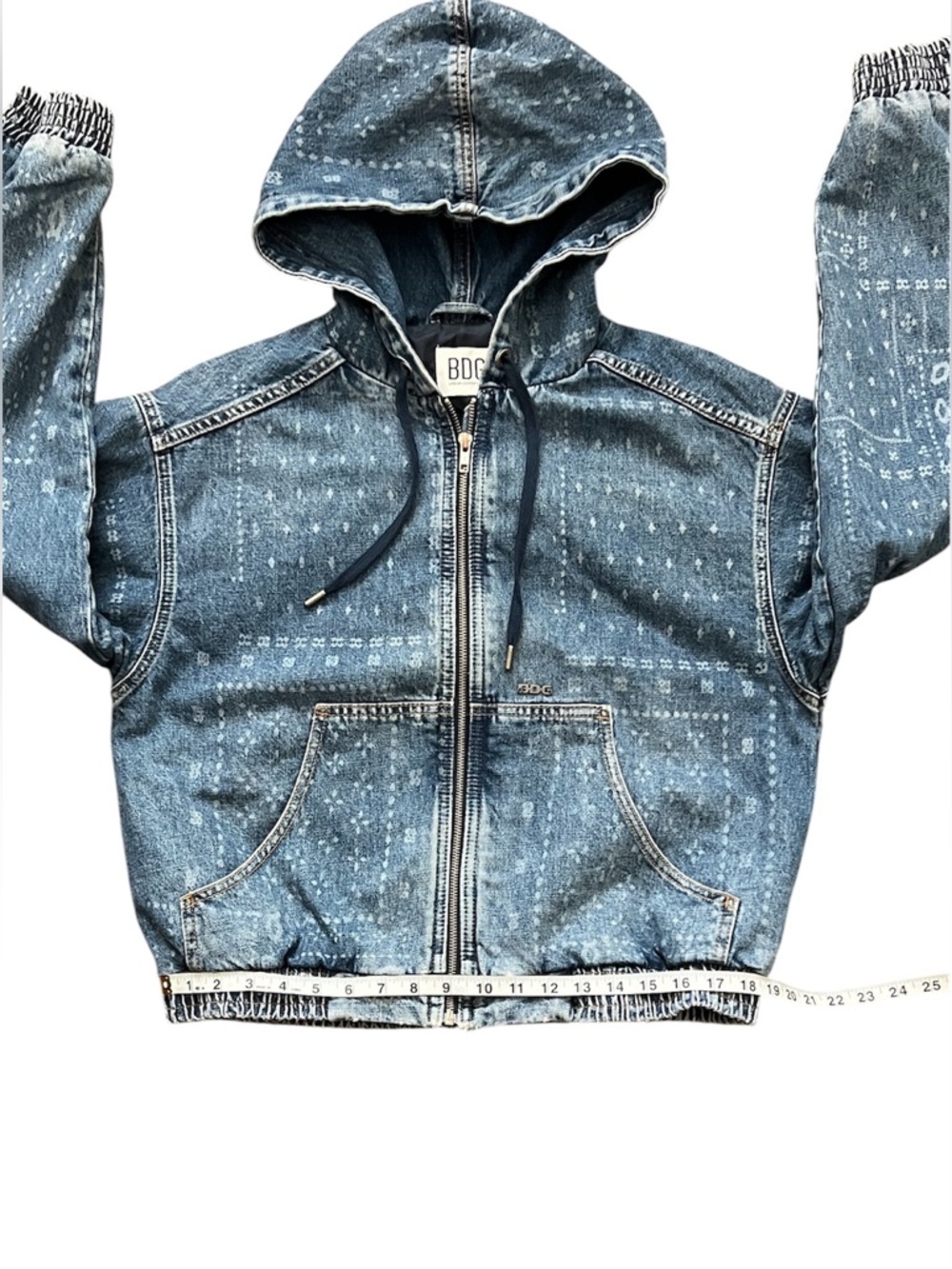 BDG Daria Bandana Print Denim Hoodie Sweatshirt – Urban Outfitters Exclusive - Picture 11 of 15